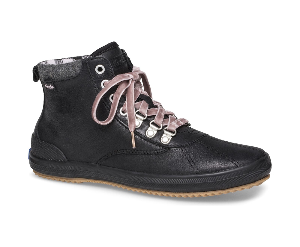 Womens Keds Boots - Scout Water-Resistant Leather w/ Thinsulate™ - Black - 3572-SGQBT